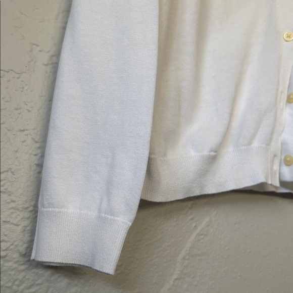 Uniqlo women’s white polo 100% cotton Knit cardigan sweater M - Picture 7 of 8